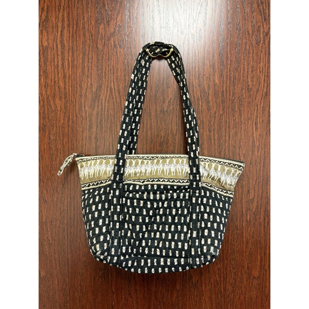 Vintage Vera Bradley Vera Tote Zebra Print Quilted Shoulder Bag Green Tag Rare!